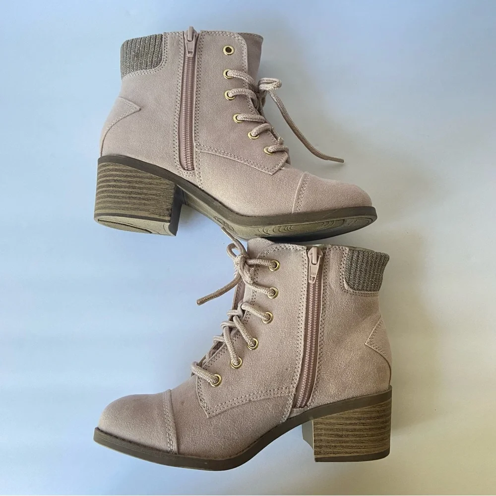 New Wonder Nation Girls Sweater Cuff Heeled Boots Blush Pink Kids Size 2
